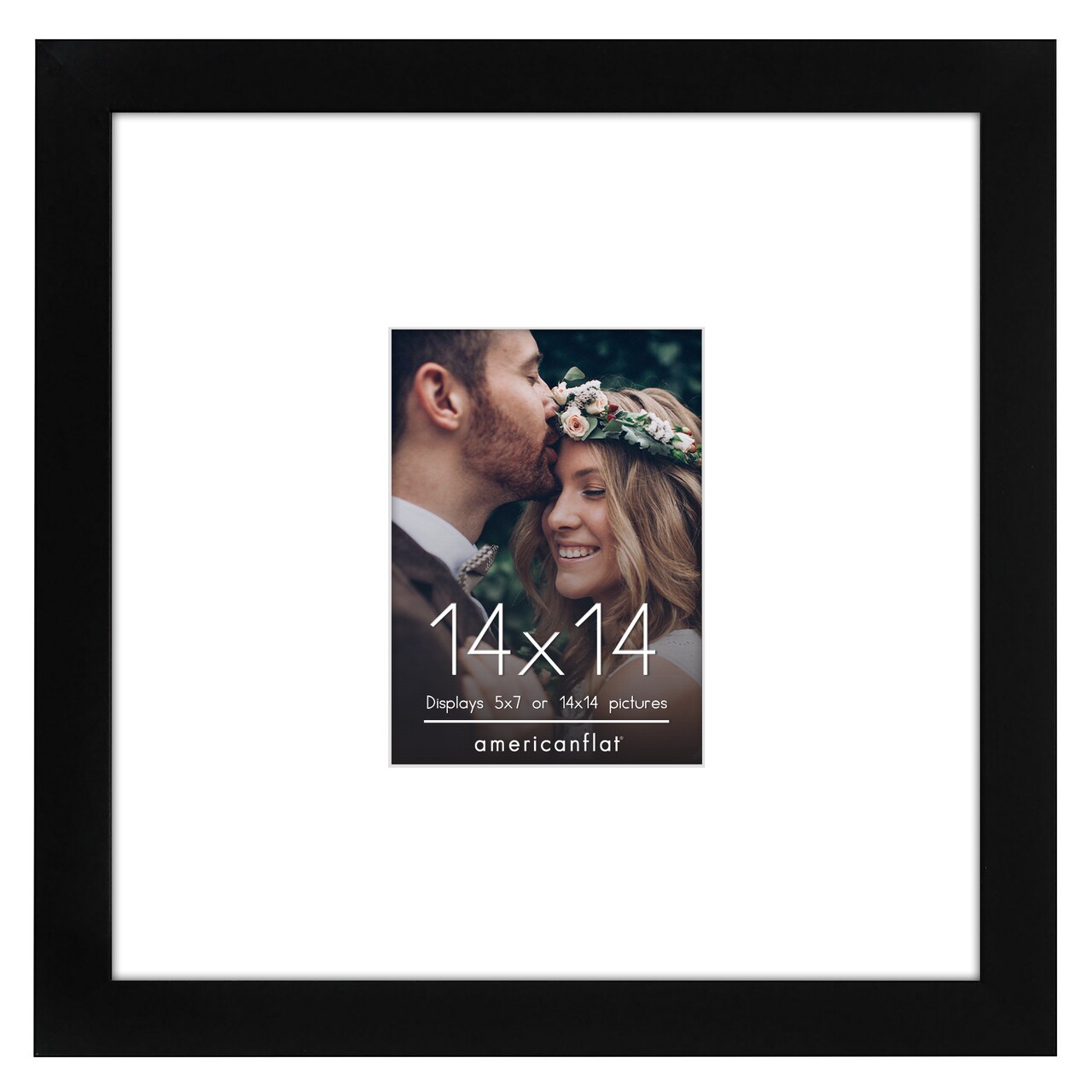 Americanflat 14x14 Wedding Signature Picture Frame - 5x7 with Mat or 14x14 without Mat - Signature Frame for Celebrations - Shatter Resistant Glass - Hanging Hardware